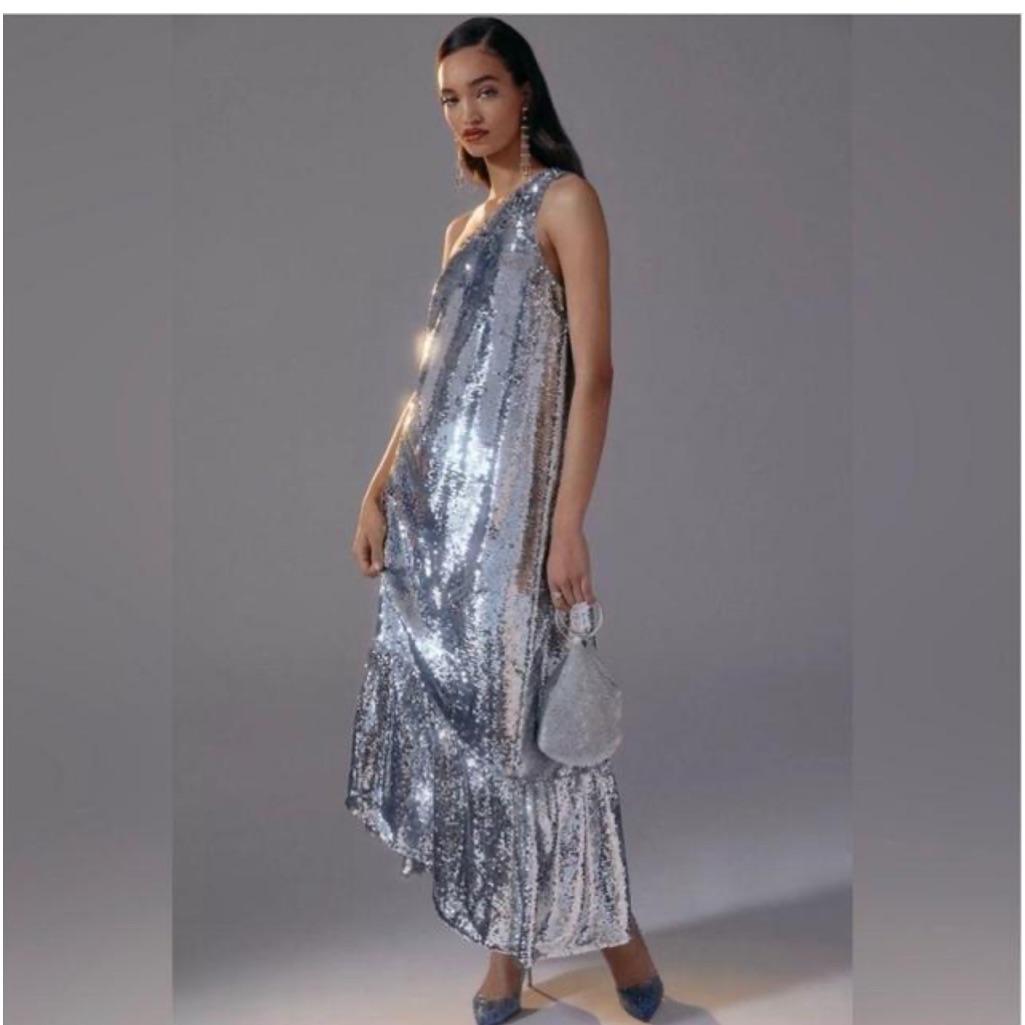Anthropologie Mauve Women's Silver Dress